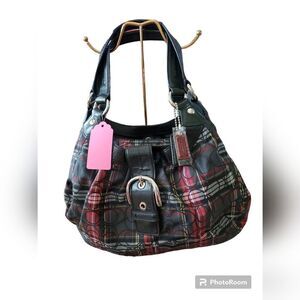 Authentic Coach plaid handbag